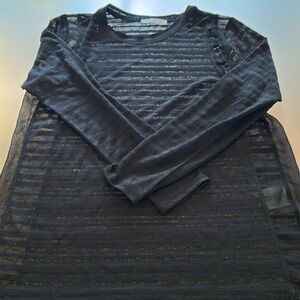Sandro black striped sheer top, size 3